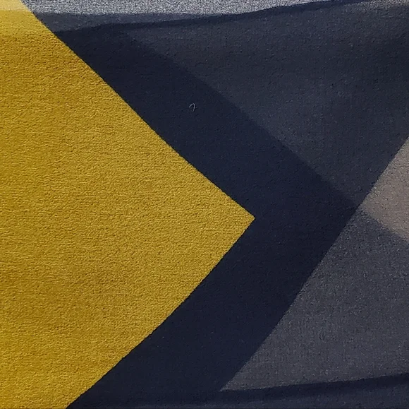 Semi-transparent White Navy and Yellow Chevron Print Vintage Silk Scarf - Picture 4 of 15